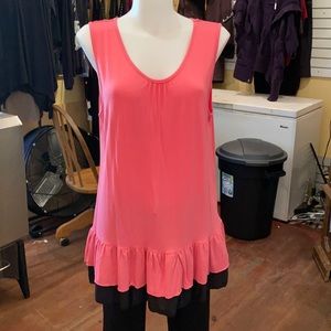 Pink with black tank top